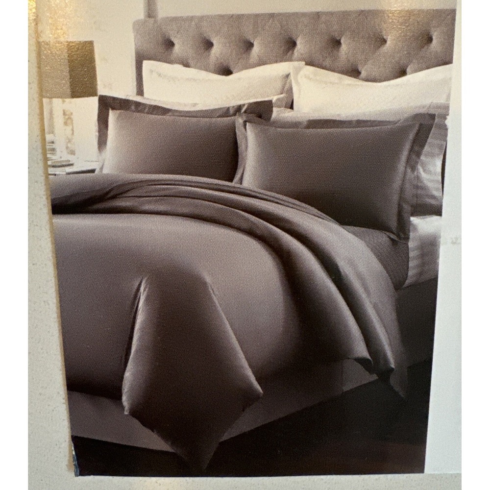 Macys Charter Club Duvet Cover KING Size 500 Thread Ct Gray Solid Damask Cotton